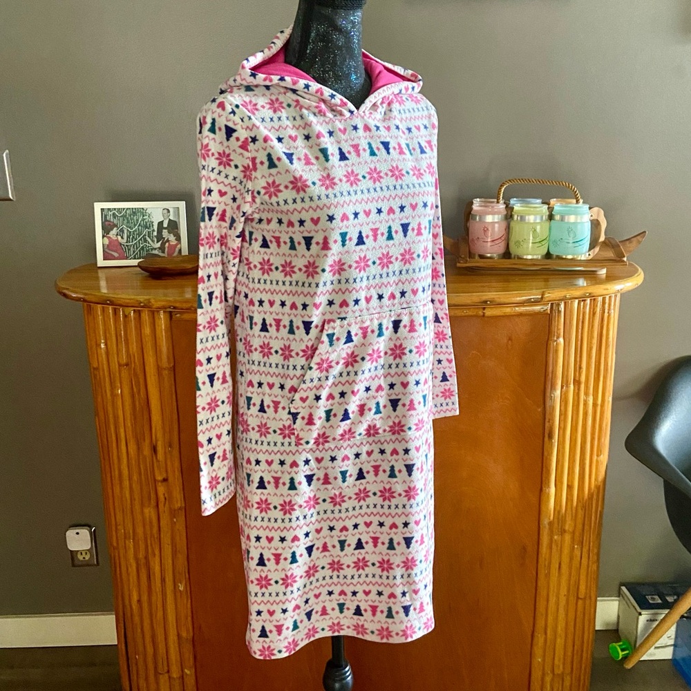 Cat & Jack Christmas Hoodie Fleece Nightgown - Picture 7 of 12